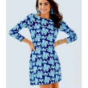 Lilly Pulitzer UPF 50+ Sophie Dress Deep Indigo Joy Ride SM Boatneck stretchy